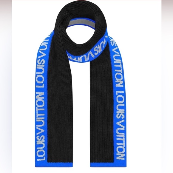 Louis Vuitton Generation Wool Scarf Blue Black - Picture 1 of 2
